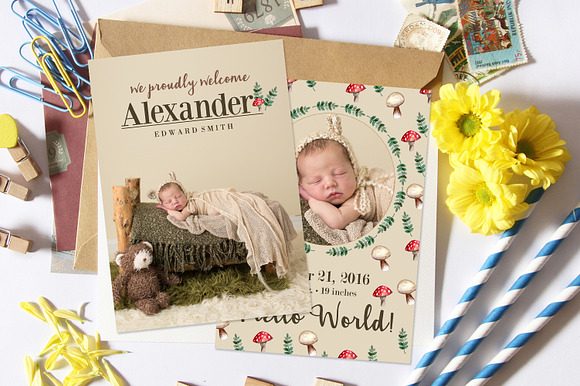 Birth Template | Wild Tulips in Card Templates - product preview 1