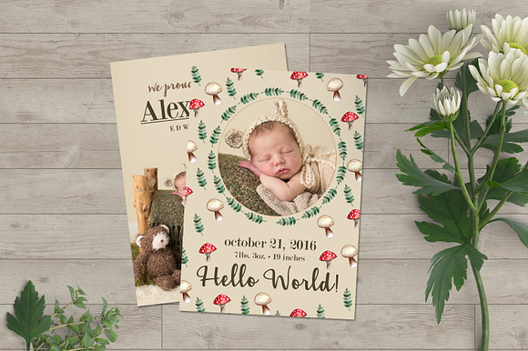 Birth Template | Wild Tulips in Card Templates - product preview 2