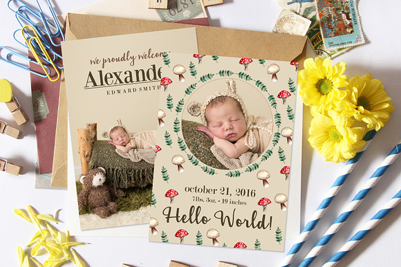 Birth Template | Wild Tulips in Card Templates - product preview 4