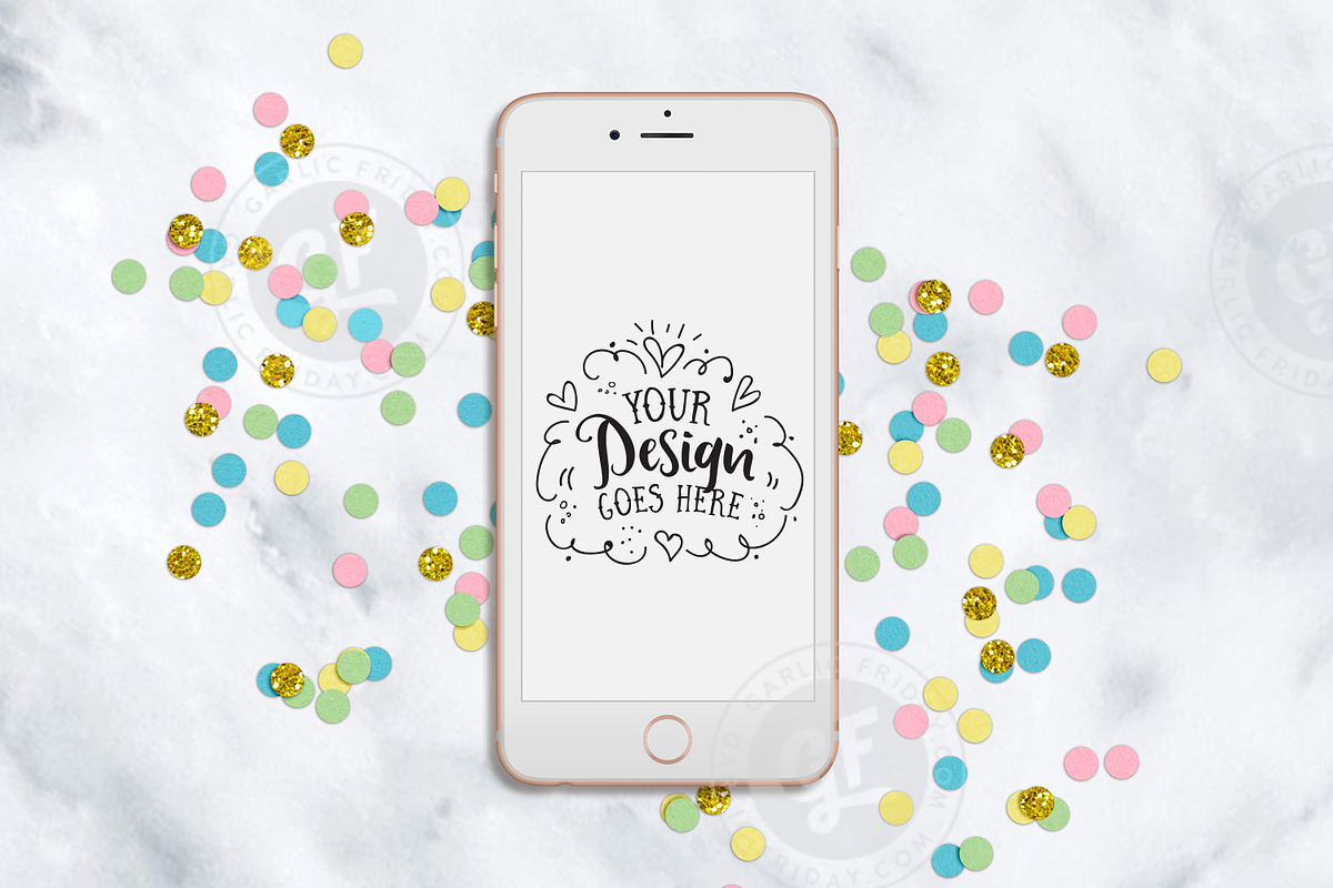 Confetti Party styled iPhone Mockup in Mobile & Web Mockups - product preview 8