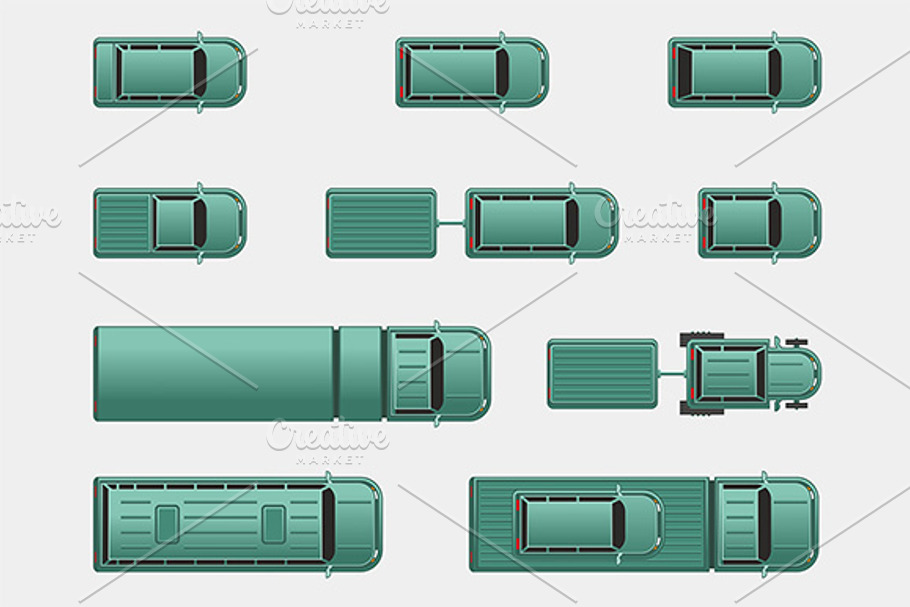 Top view different automobiles in Illustrations - product preview 8