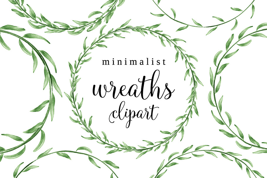 Minimalist watercolor wreaths in Illustrations - product preview 8