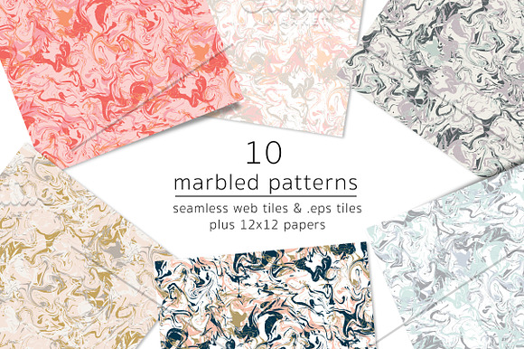 Vector Marbled Paper in Patterns - product preview 1