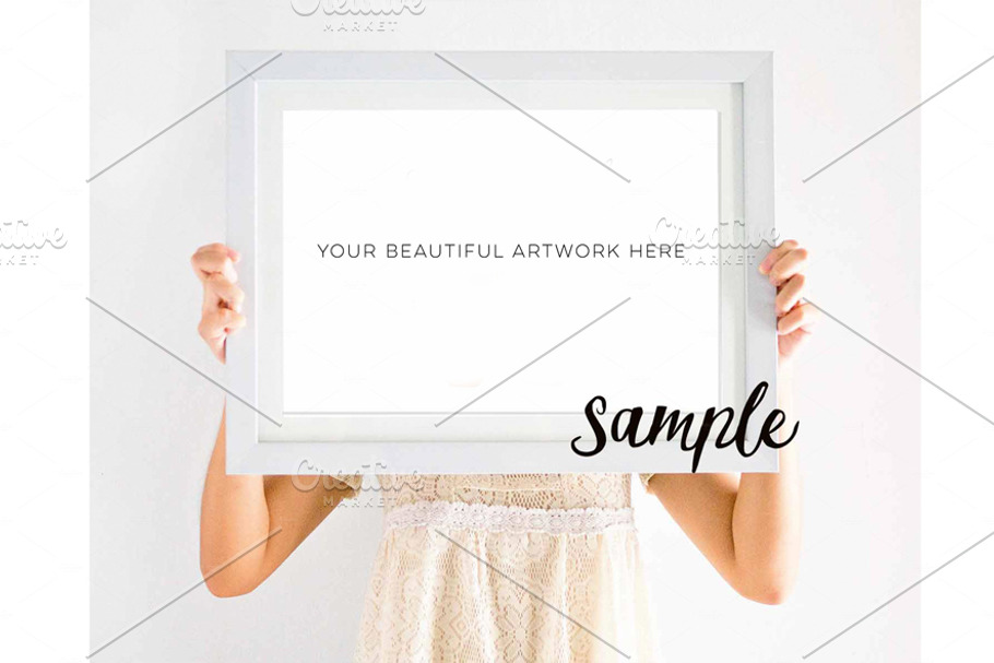 White Frame Mock Up Styled Photos in Presentation Templates - product preview 8