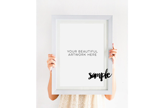 White Frame Mock Up Styled Photos in Presentation Templates - product preview 1