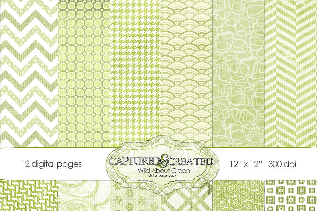 Wild About Green Digital Paper 12 in Patterns - product preview 8