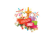Onam sale banner with ribbon