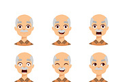 Old man emotions vector icons