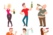 Drunk people vector illustration
