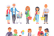 Shopping people vector set