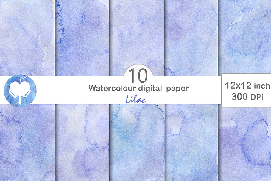 Watercolor Digital Paper - Lilac in Textures - product preview 8