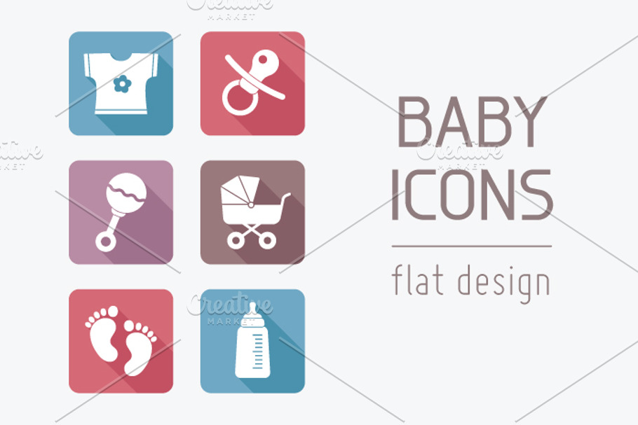 Flat Baby Icons in Baby Icons - product preview 8