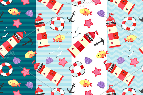 Lighthouse seamless pattern in Patterns - product preview 1