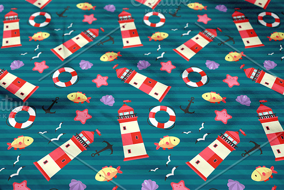 Lighthouse seamless pattern in Patterns - product preview 2