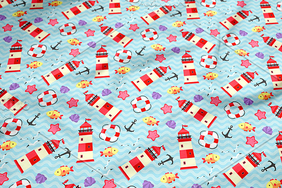 Lighthouse seamless pattern in Patterns - product preview 3