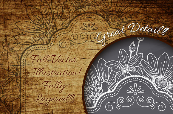 Blackboard Flower Frame Decoration in Illustrations - product preview 1