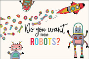 Vector set with cute robots