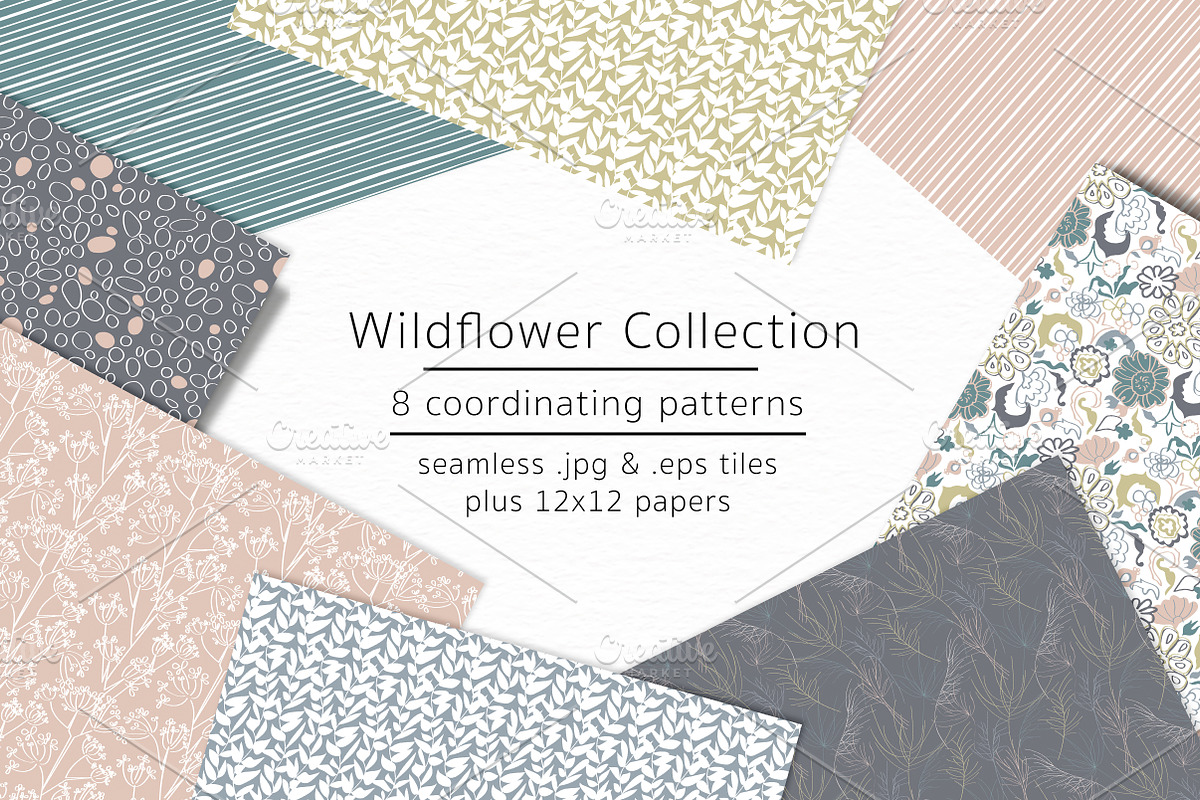 Wildflowers - vector and jpgs in Patterns - product preview 8