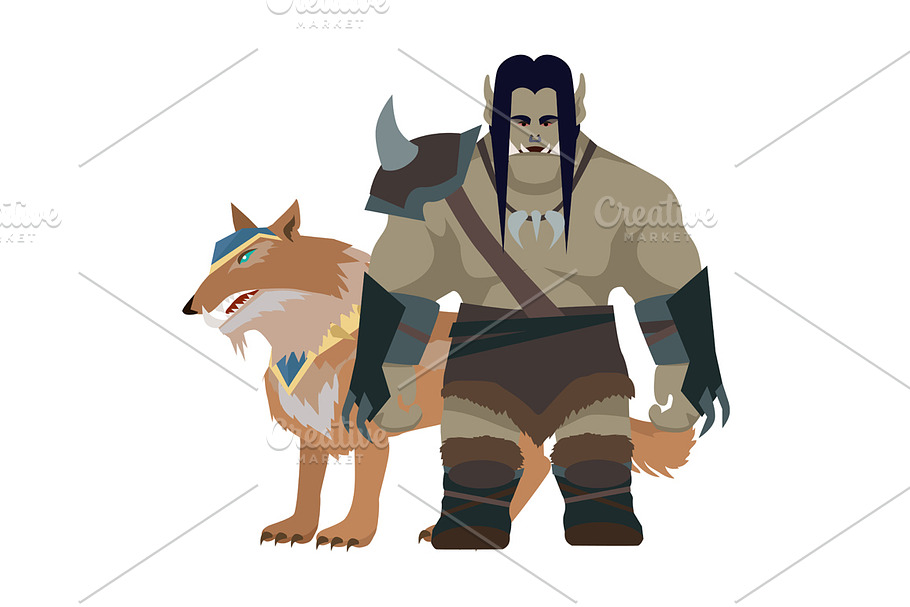Orc Warrior with Wolf in Illustrations - product preview 8