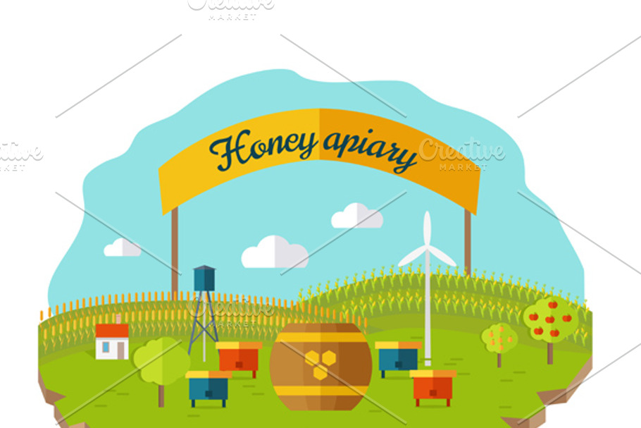 Honey Apiary Conceptual in Illustrations - product preview 8