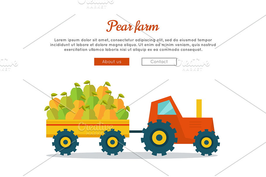 Pear Farm Web Vector Banner in Illustrations - product preview 8