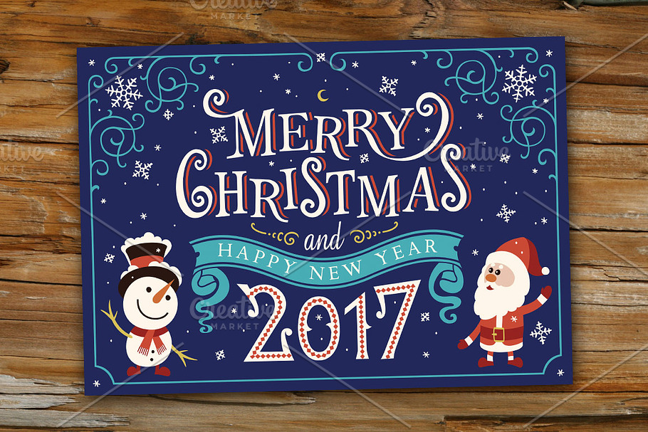 2017 Merry Christmas Greetings Card. in Card Templates - product preview 8