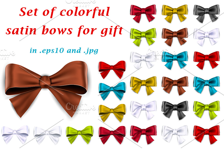 Colorful satin bows for gift.