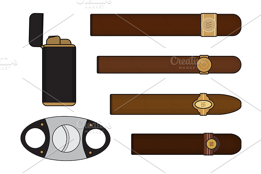 Cigar smoker set. Vector in Illustrations - product preview 8