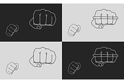 Striking fists. Vector