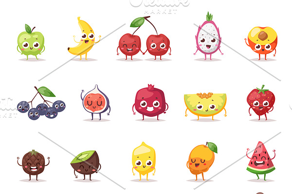 Fruit characters vector