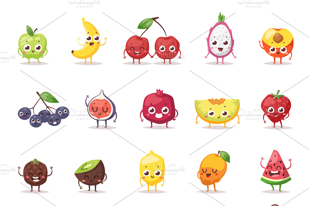 Fruit characters vector in Illustrations - product preview 8
