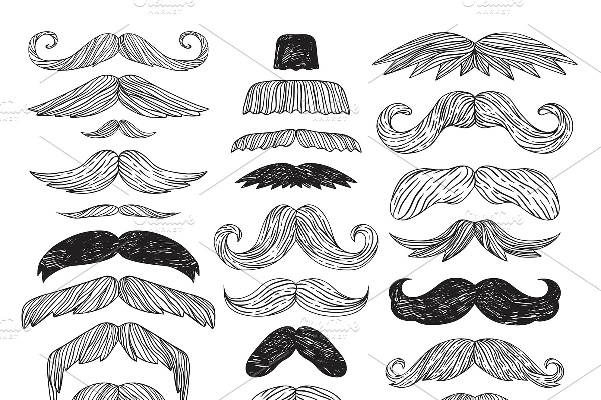 Huge Set Of Vector Mustache Custom Designed Illustrations Creative
