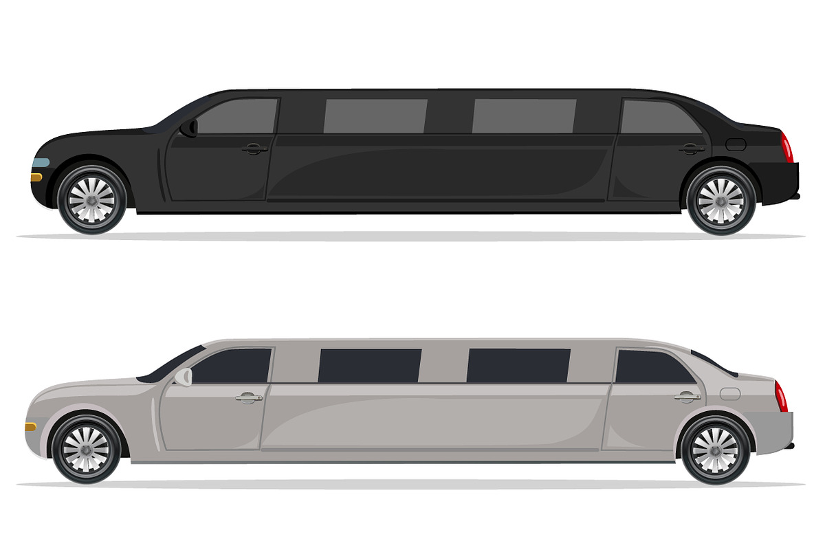 white and black limousine, design in Illustrations - product preview 8