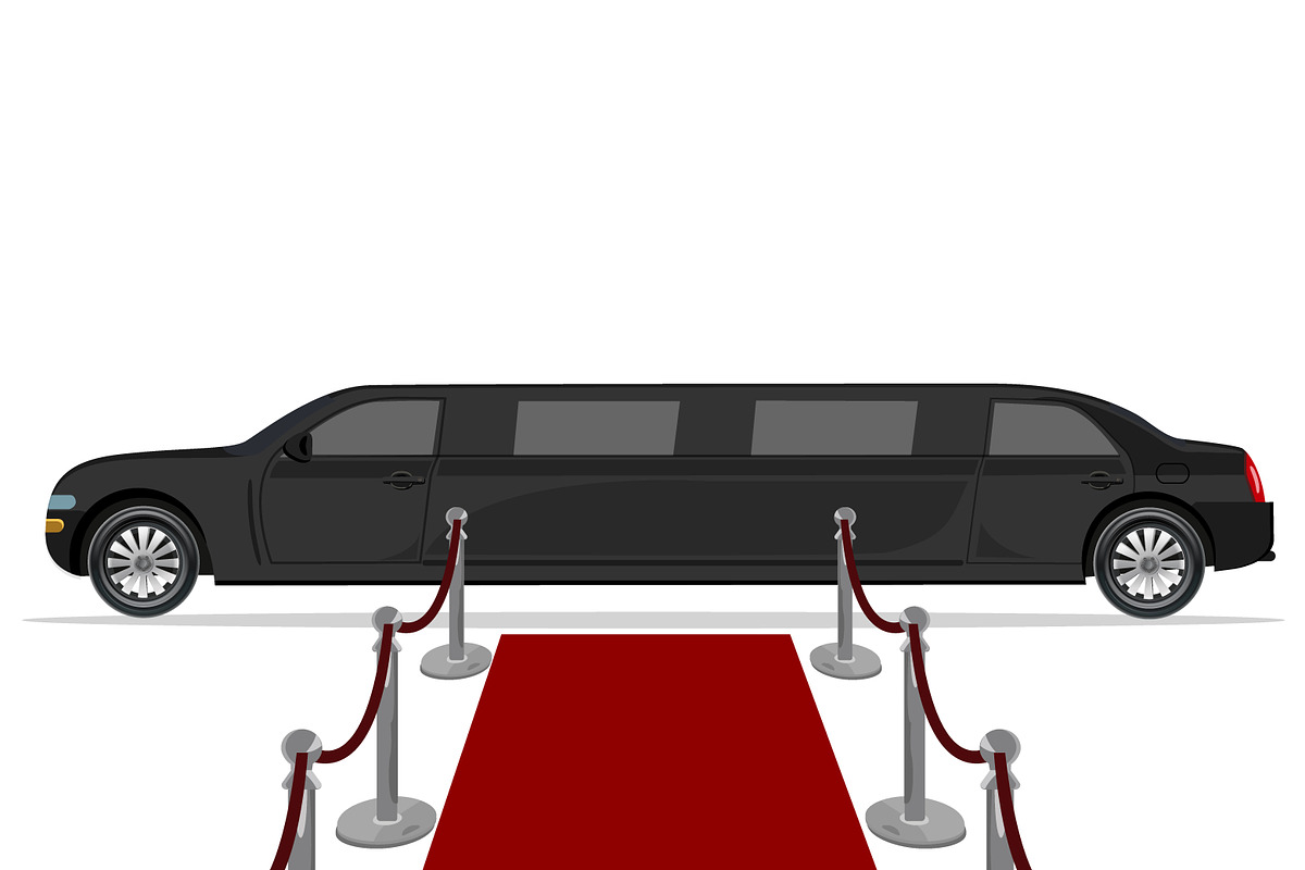 black limousine and red carpet in Illustrations - product preview 8