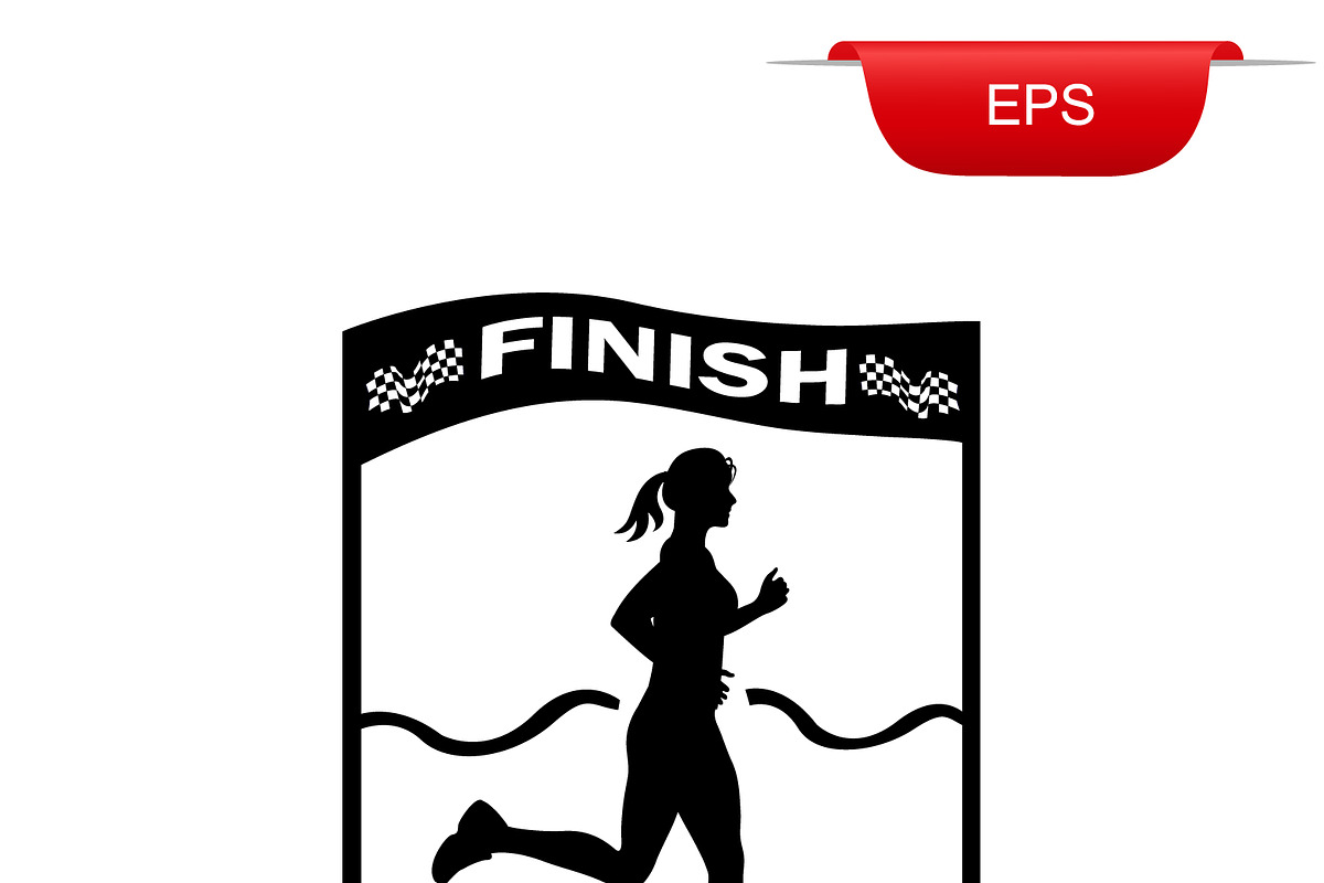 running girl crossing finish line in Illustrations - product preview 8