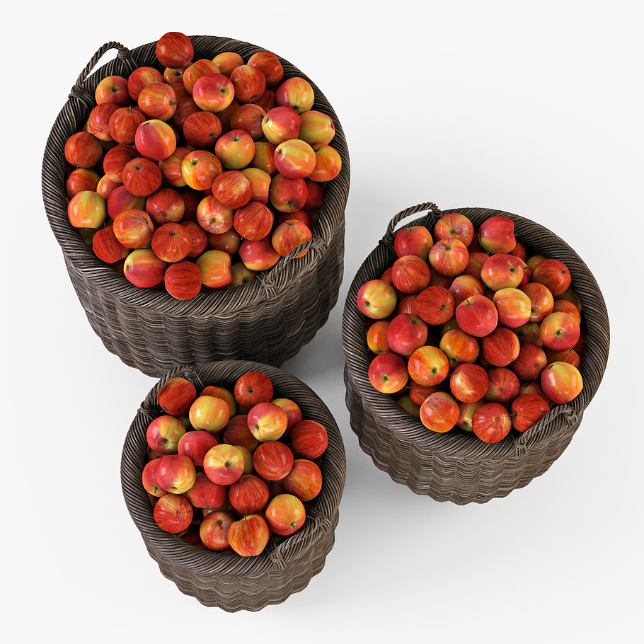 Apple Wicker Basket 07 Walnut Brown in Food - product preview 2