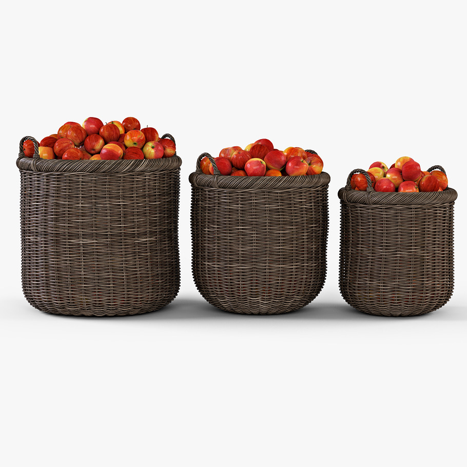 Apple Wicker Basket 07 Walnut Brown in Food - product preview 5