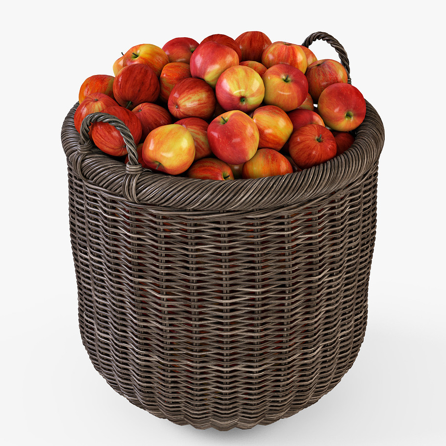 Apple Wicker Basket 07 Walnut Brown in Food - product preview 6