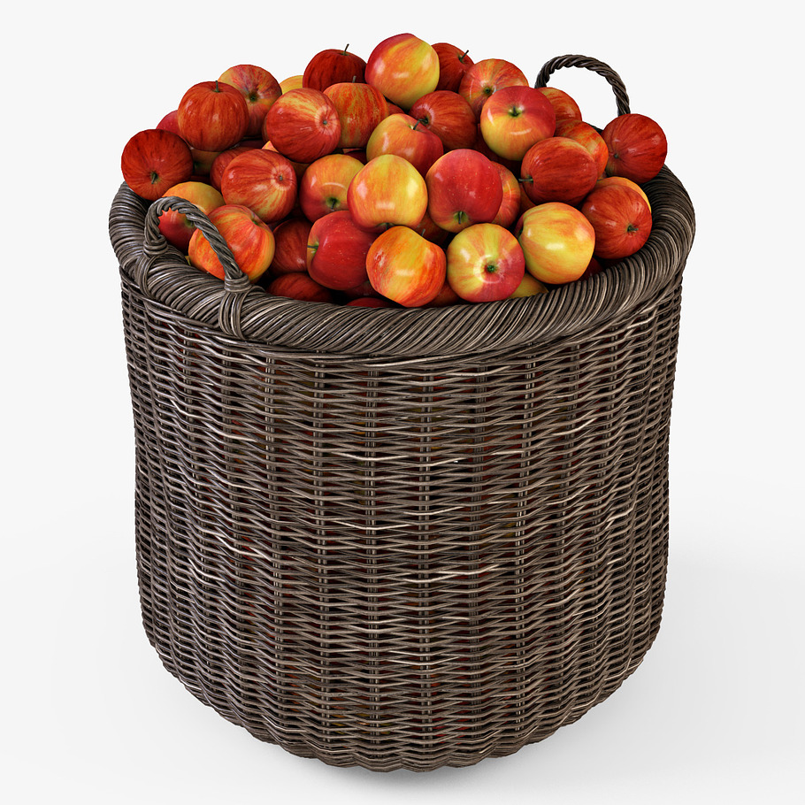 Apple Wicker Basket 07 Walnut Brown in Food - product preview 7