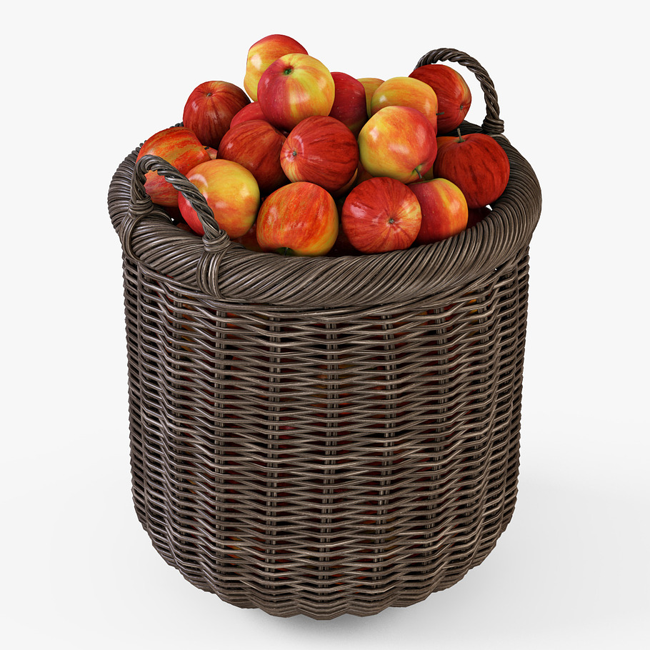 Apple Wicker Basket 07 Walnut Brown in Food - product preview 8