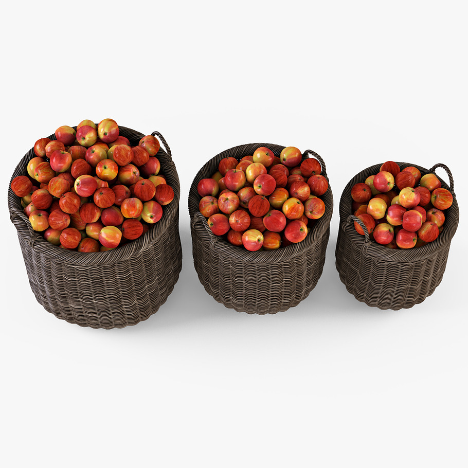 Apple Wicker Basket 07 Walnut Brown in Food - product preview 9