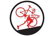 Cyclocross Athlete Running Uphill 