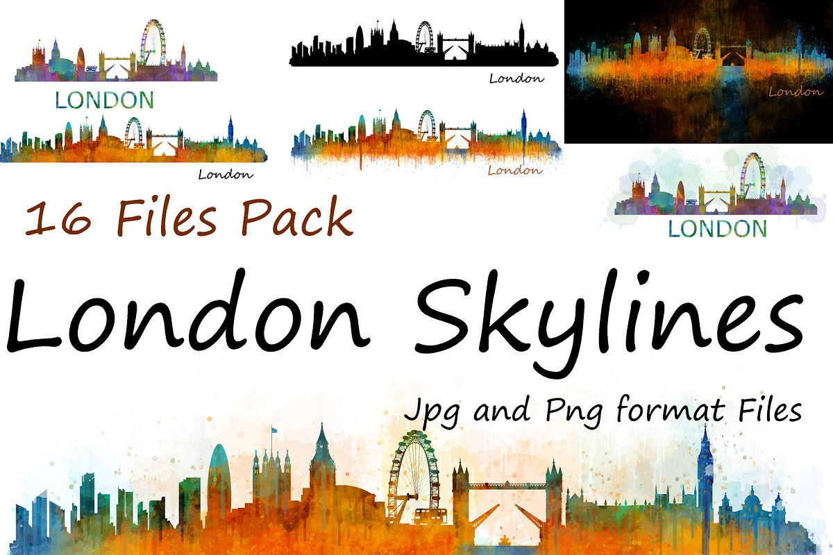 10x files Pack London Uk Skylines in Illustrations - product preview 8