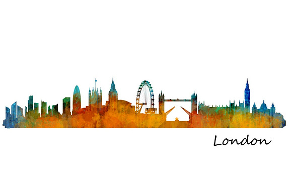 10x files Pack London Uk Skylines in Illustrations - product preview 2