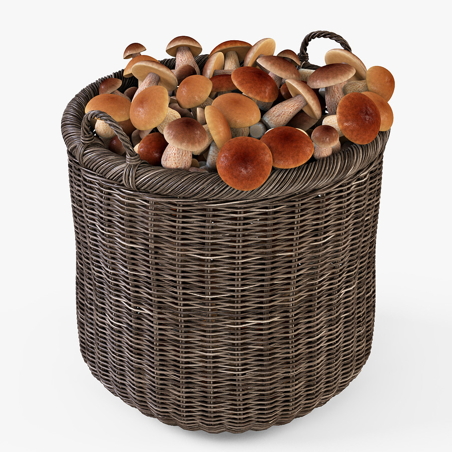 Mushrooms Basket 07 Walnut Brown in Food - product preview 6