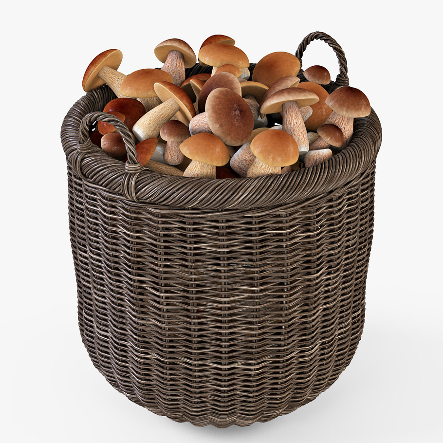 Mushrooms Basket 07 Walnut Brown in Food - product preview 7