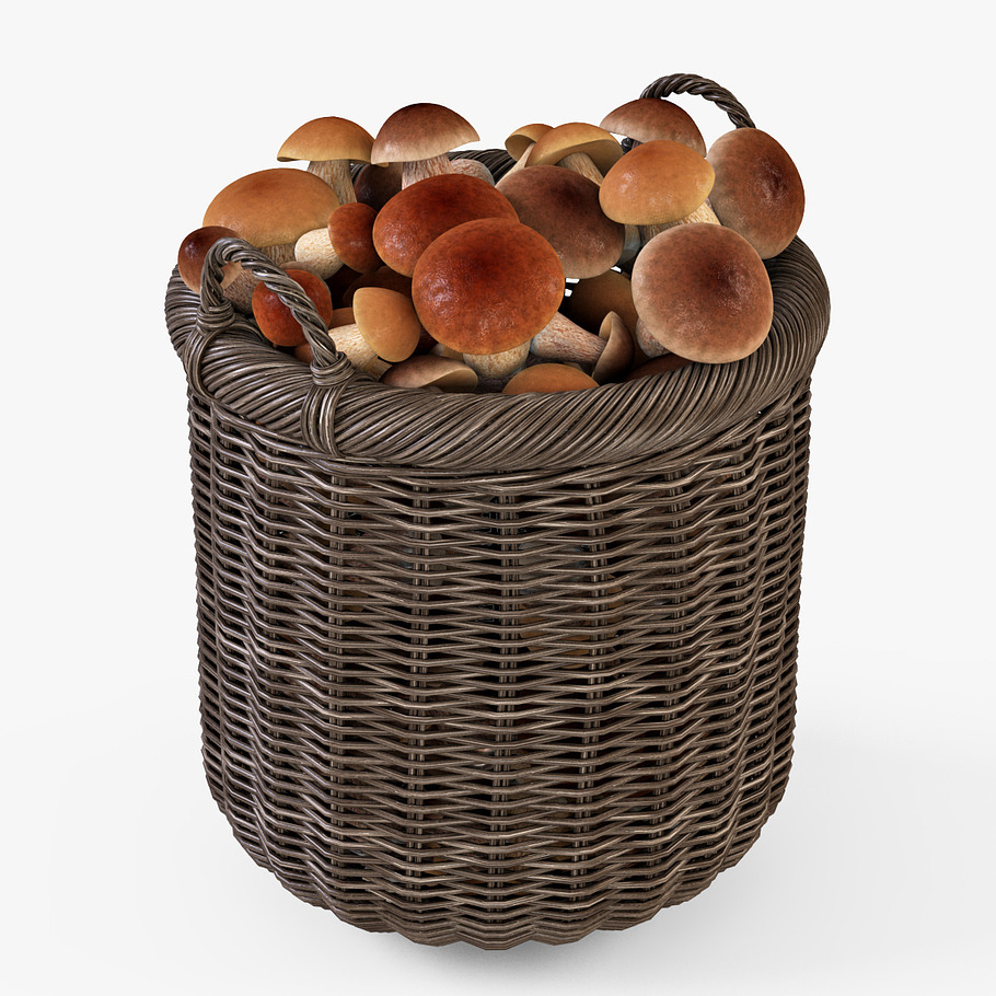 Mushrooms Basket 07 Walnut Brown in Food - product preview 8
