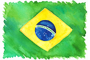 Watercolor Brazil Brazilian flag