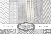 Wild About Grey Digital Paper Pack