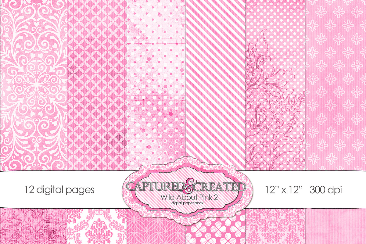 Wild About Pink Set 2 Digital Paper in Patterns - product preview 8